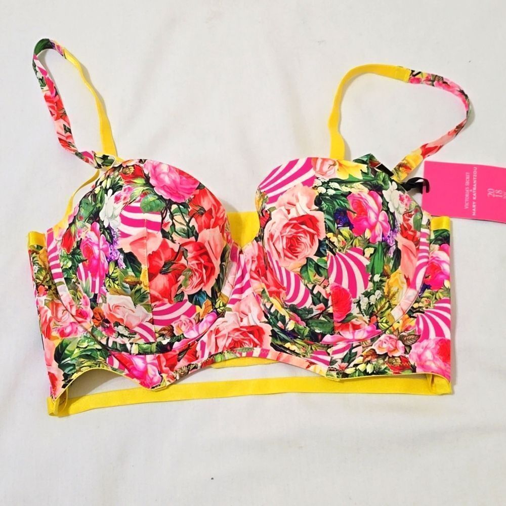 Victoria's Secret Yellow Floral Bra with Adjustable Straps
